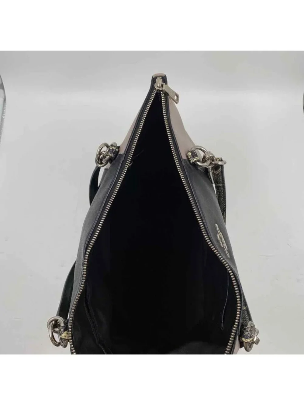 Coach Black Taupe Leather Luxury Colorblock Purse Snakeskin